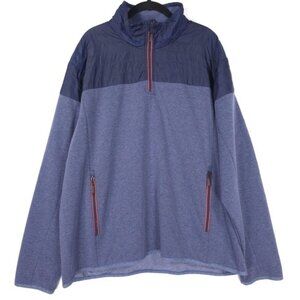 Orvis Hybrid 1/4‎ Zip Sweatshirt Men's XL Blue Quilted Elbow Patches Hiking